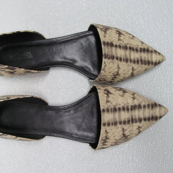 Michael Kors Mila D’Orsay Pointed Toe Snake Embossed Leather Flats size 7.5M - Picture 7 of 9